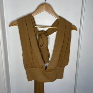 Nude cross wrap top
